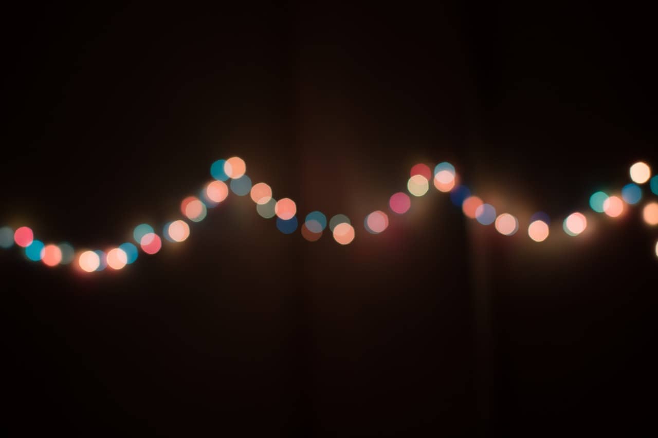 colorful string light on the wall