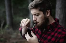 smoking with a pipe