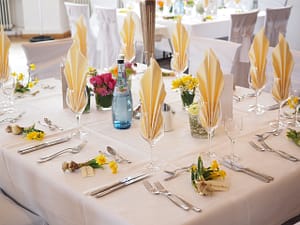 food and cutlery on the table